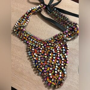 Unique seed bead choker necklace 14 inches